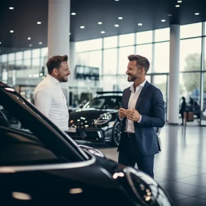 A_businessman_negotiates_with_a_car_salesman